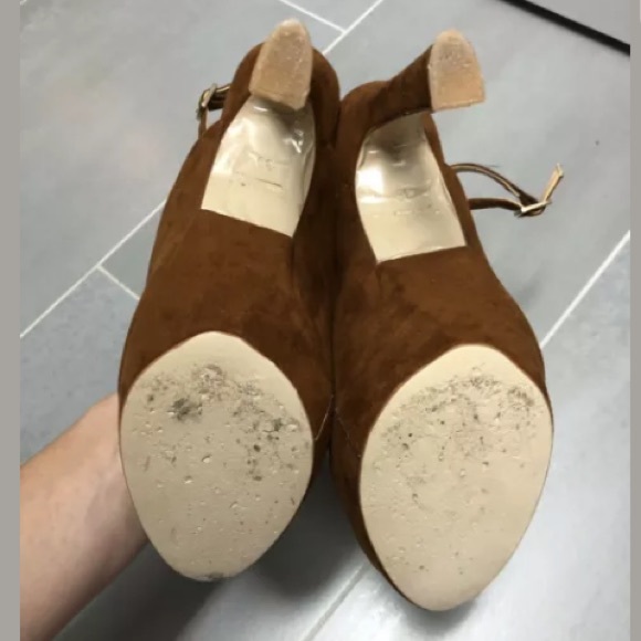 Zara Basic Platform Sling Back Heels Cognac 39/9 - Picture 6 of 8